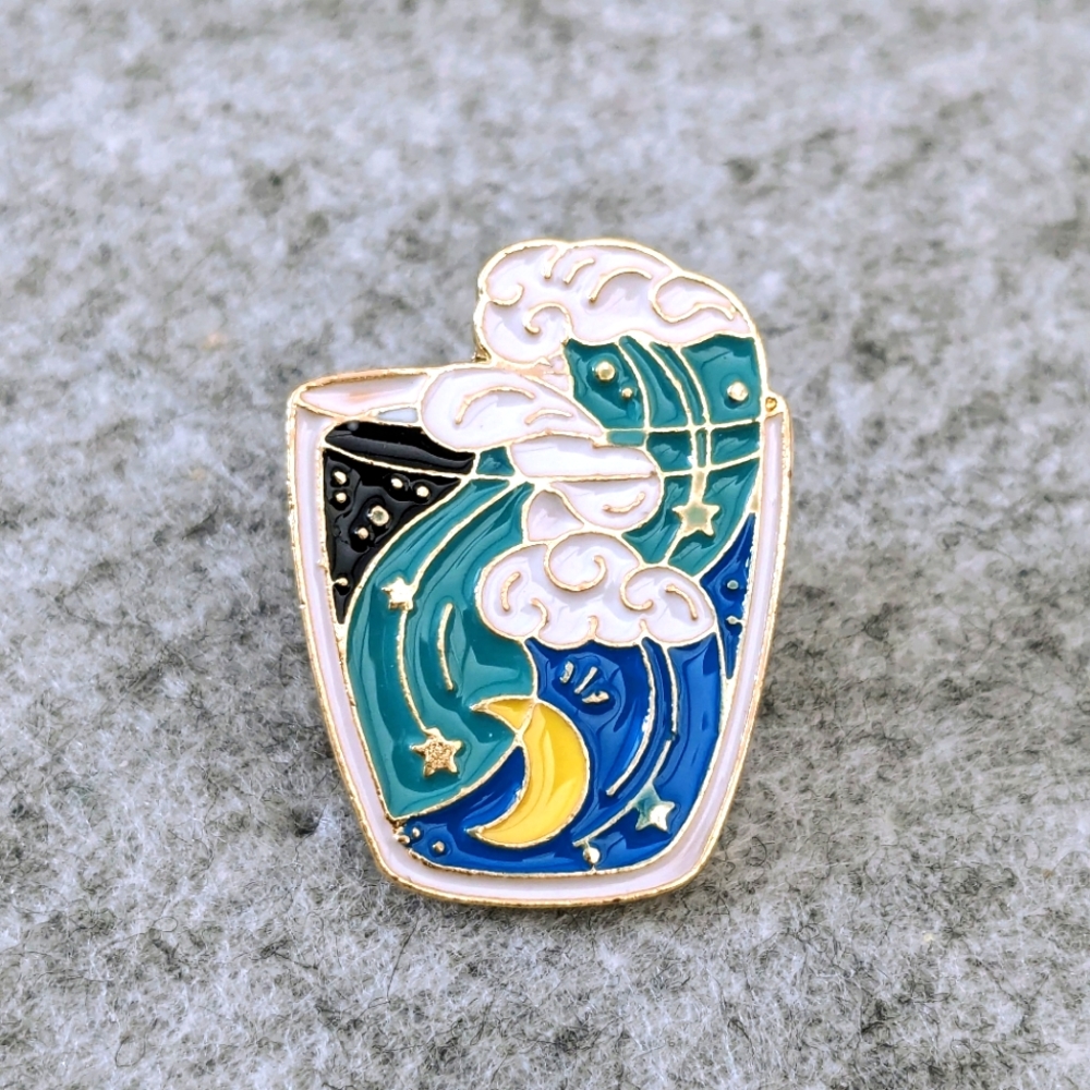 Glass of Space & Clouds Pin